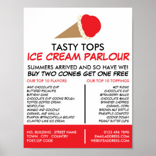 Ice Cream Cone, Ice Cream Parlour Advertising Poster