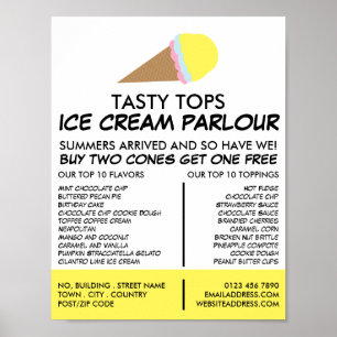 Ice Cream Cone, Ice Cream Parlour Advertising Poster