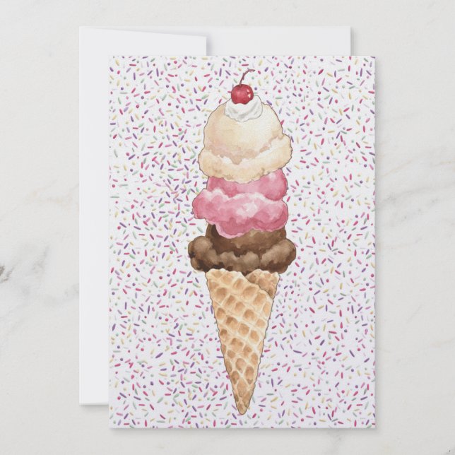 Ice Cream Cone Invitation (Front)