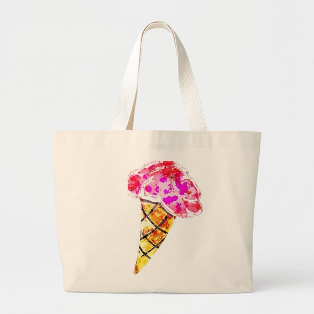Ice Cream Cone Large Tote Bag (Front)
