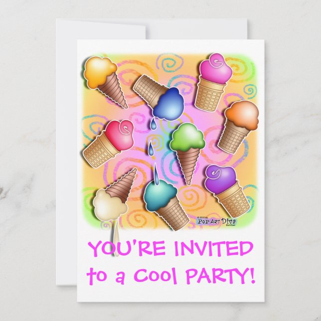 Ice Cream Cone Party Invitation (Front)