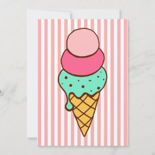 Ice Cream Cone Party Invitations