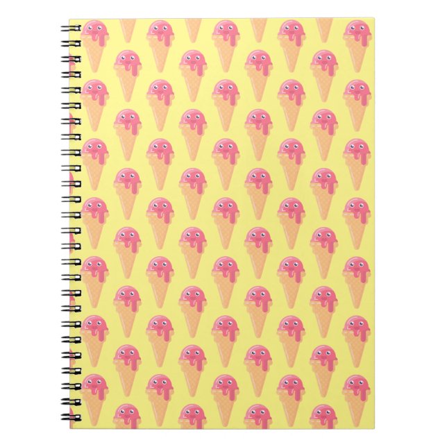 Ice Cream Cone Pattern Cute Modern Notebook (Front)