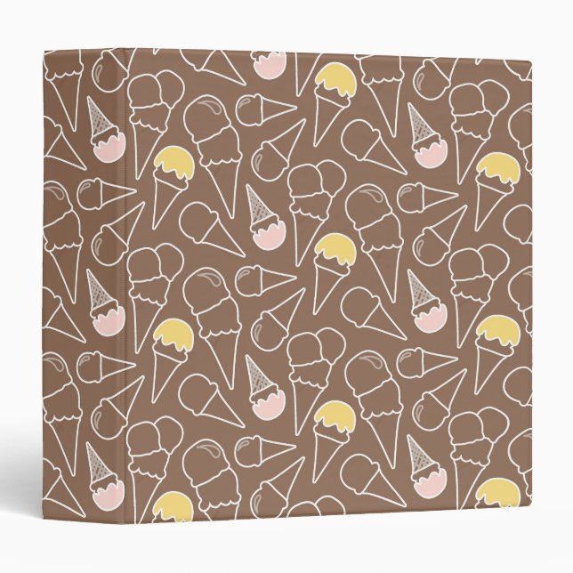 Ice Cream Cone Pattern on Brown Binder (Front/Spine)