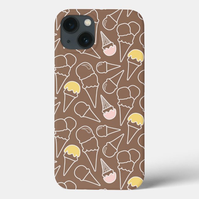 Ice Cream Cone Pattern on Brown Case-Mate iPhone Case (Back)