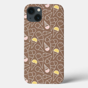 Ice Cream Cone Pattern on Brown iPhone 13 Case
