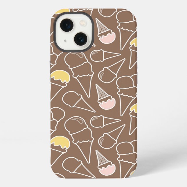 Ice Cream Cone Pattern on Brown iPhone Case (Back)