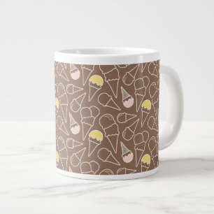 Ice Cream Cone Pattern on Brown Large Coffee Mug