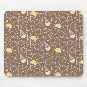 Ice Cream Cone Pattern on Brown Mouse Pad