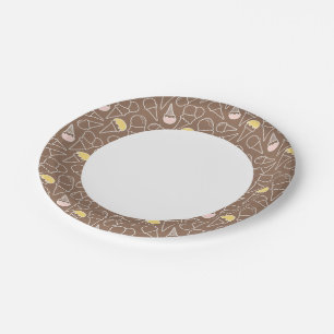 Ice Cream Cone Pattern on Brown Paper Plate