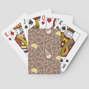 Ice Cream Cone Pattern on Brown Playing Cards