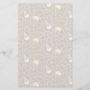 Ice Cream Cone Pattern on Brown Stationery
