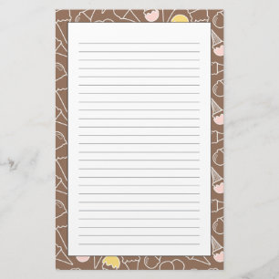 Ice Cream Cone Pattern on Brown Stationery