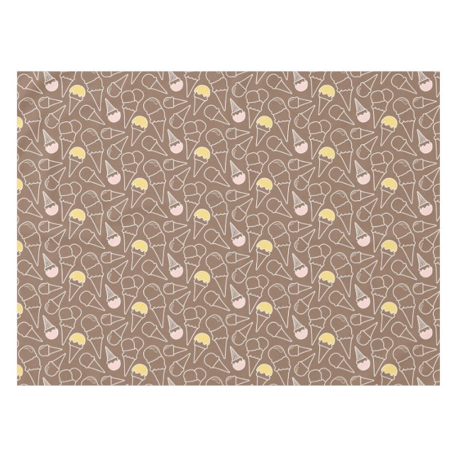 Ice Cream Cone Pattern on Brown Tablecloth (Front (Horizontal))