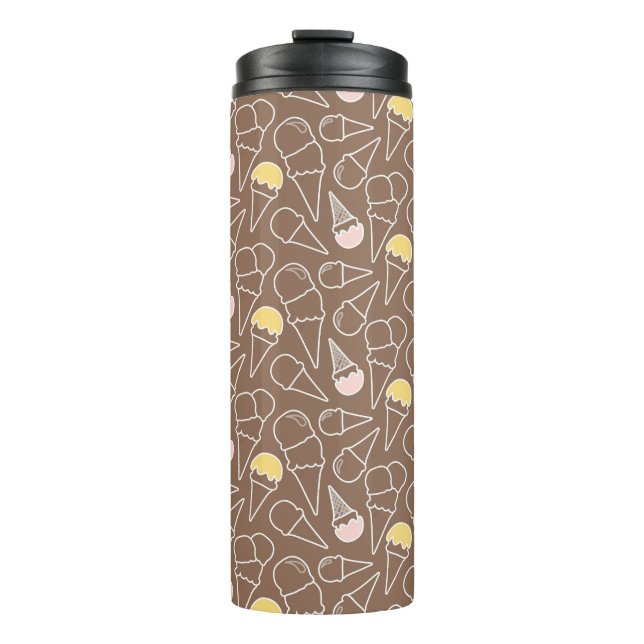 Ice Cream Cone Pattern on Brown Thermal Tumbler (Front)
