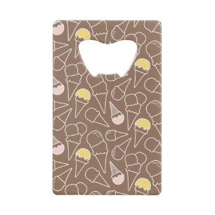 Ice Cream Cone Pattern on Brown Wallet Bottle Opener