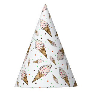 Ice cream cone pattern party hat