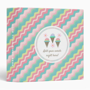 Ice Cream Cone Personalized 3 Ring Binder