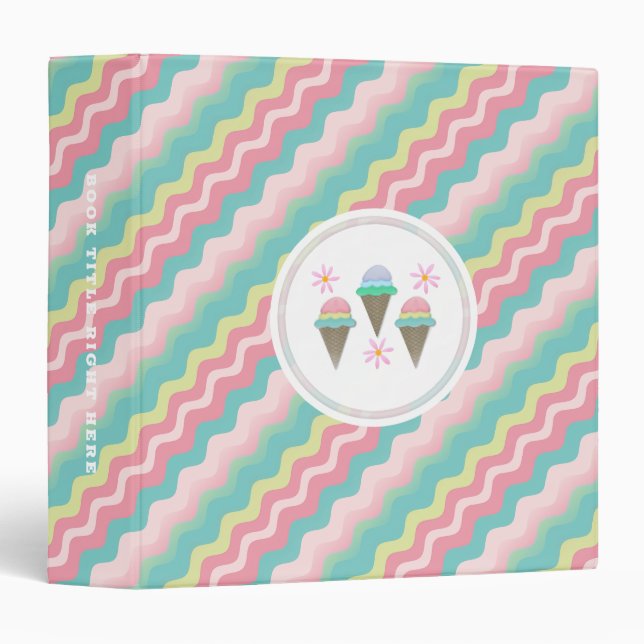Ice Cream Cone Personalized 3 Ring Binder (Front/Spine)