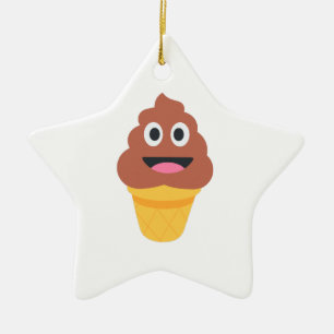ice cream cone poo emoji ceramic ornament