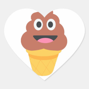 ice cream cone poo emoji heart sticker