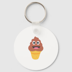 ice cream cone poo emoji keychain