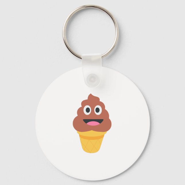 ice cream cone poo emoji keychain (Front)