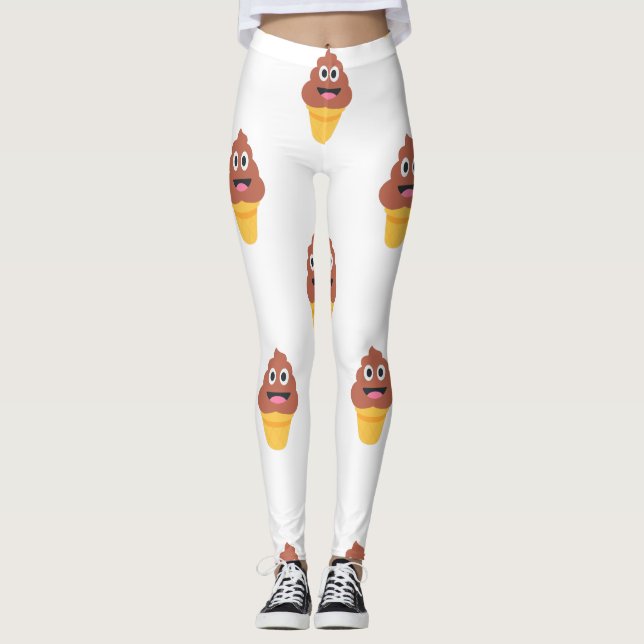ice cream cone poo emoji leggings (Front)