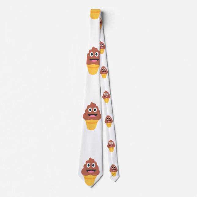 ice cream cone poo emoji mens neck tie menswear (Front)
