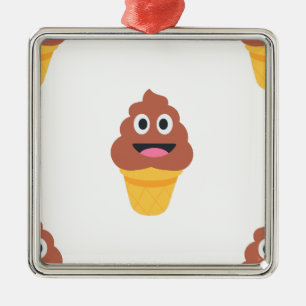 ice cream cone poo emoji metal ornament