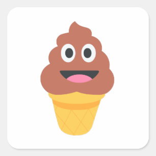 ice cream cone poo emoji square sticker