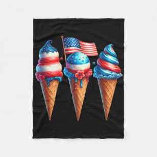 Ice Cream Cone Scoops Designed American Flag 4th O Fleece Blanket
