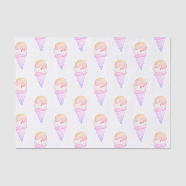 Ice Cream Cone Sketch | Pink & Purple Fade Tissue Paper (Front)