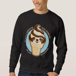 Ice Cream Cone Sloth Pun Relaxed Fit Sweatshirt