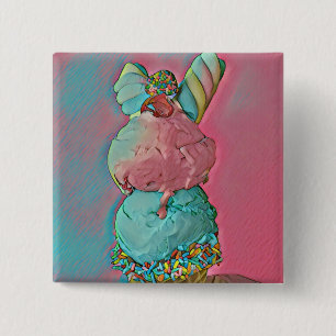 Ice cream cone sprinkles 2 inch square button