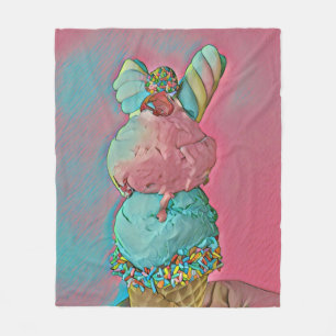 Ice cream cone sprinkles fleece blanket