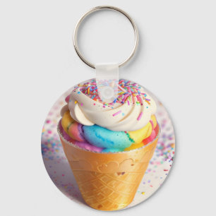 Ice Cream Cone Sprinkles Keychain