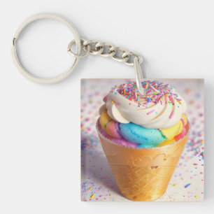 Ice Cream Cone Sprinkles Keychain