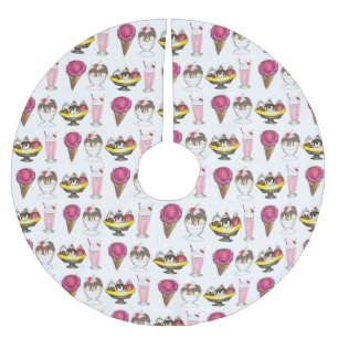 Ice Cream Cone Sundae Shake Banana Split Brushed Polyester Tree Skirt