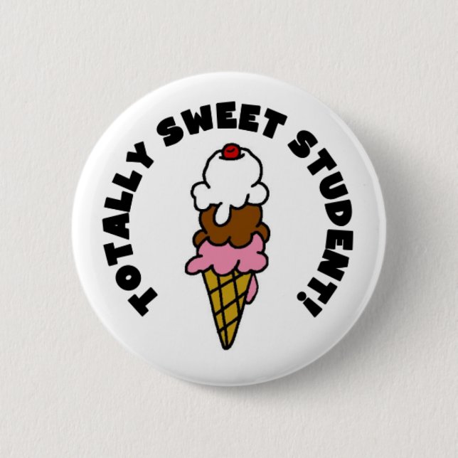 Ice Cream Cone Sweet Student 2 Inch Round Button (Front)