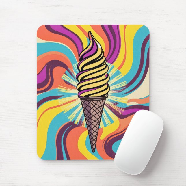 Ice Cream Cone Swirl Pop Art Mouse Pad (With Mouse)