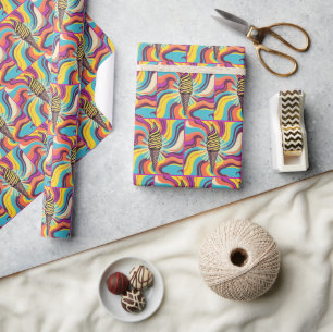 Ice Cream Cone Swirl Pop Art Wrapping Paper