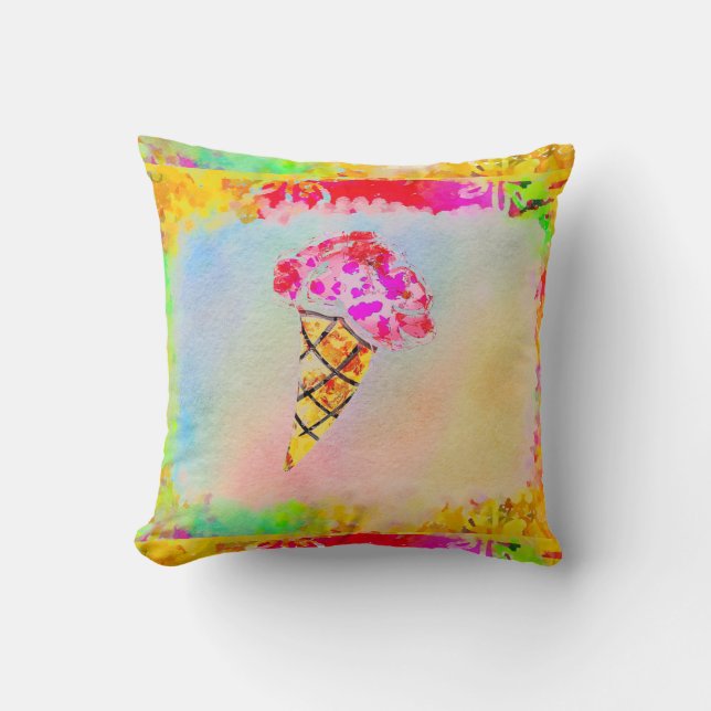 Ice Cream Cone Throw Pillow (Front)