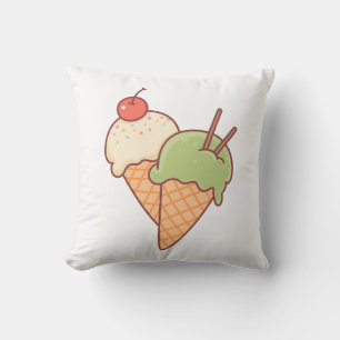 Ice Cream Cone Throw Pillow