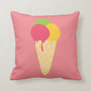 Ice Cream Cone Throw Pillow