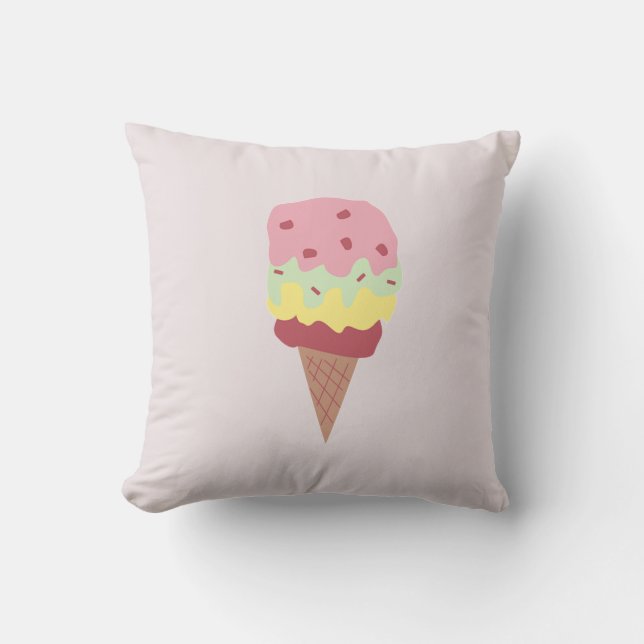 Ice Cream Cone Throw Pillow (Front)