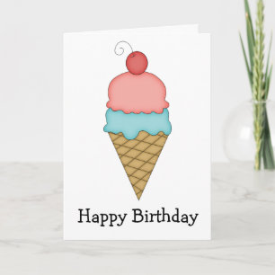 Ice Cream Cone with Cherry #7 Card