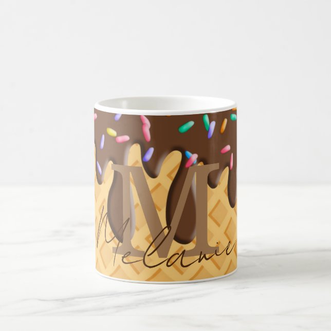 Ice Cream Cone With Chocolate Frosting & Sprinkles Coffee Mug (Center)