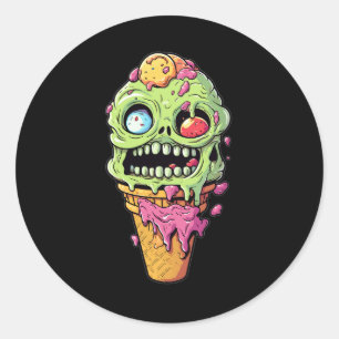 ice-cream-cone-with-little-monster-collection (1) classic round sticker