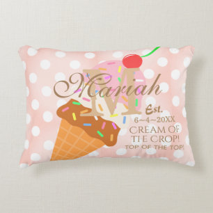Ice Cream Cone with Sprinkles, Cherry on Top Accent Pillow